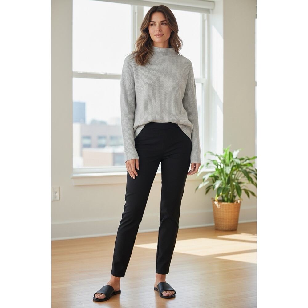 Eileen Fisher Size XL Black Washable Stretch Crepe Pants Ankle Slim Leg Pull On